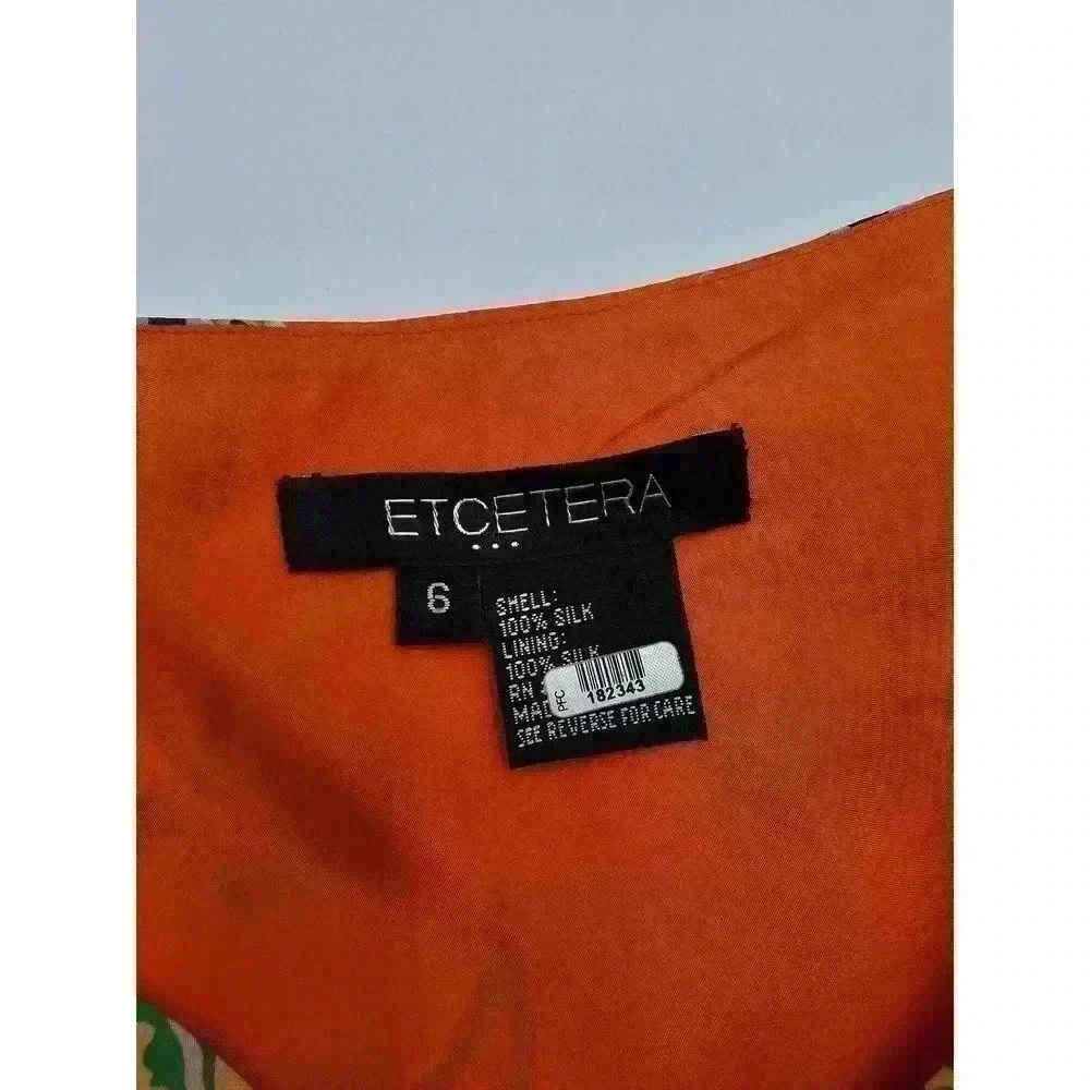 Etcetera Women's Size 6 Orange Silk One Shoulder Sleeveless Summer Blouse